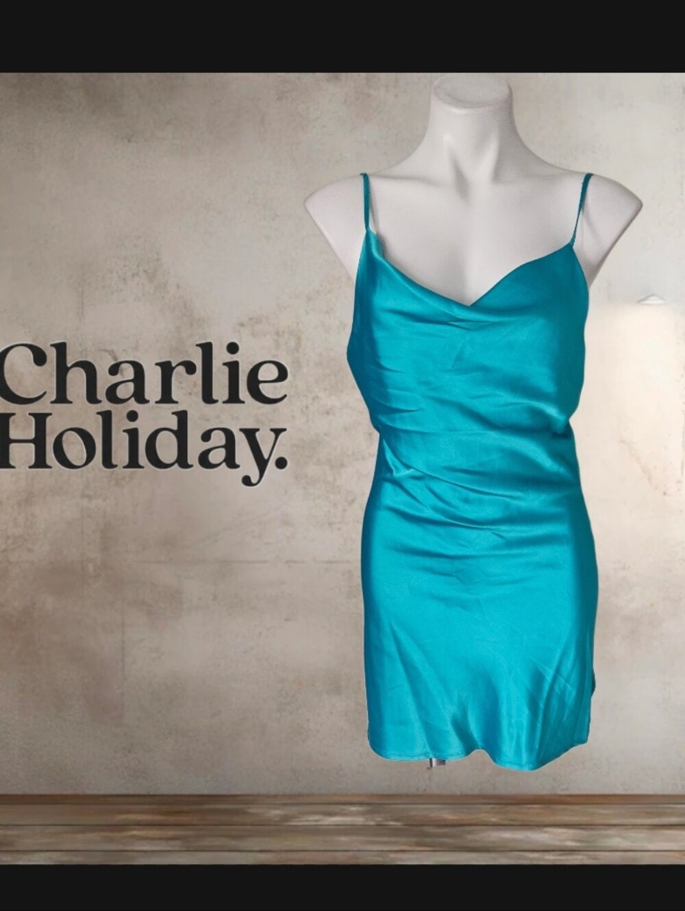Charlie Holiday Teal Satin Slip Size 4